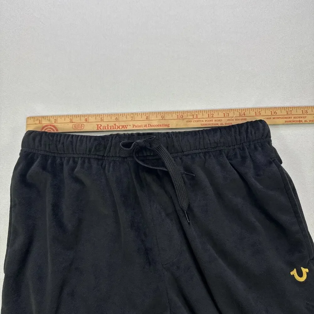 True Religion Men's Medium Black Sleepwear Pants Velour Pajama Loungewear